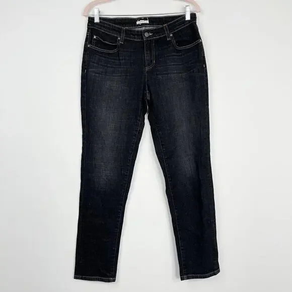 2/$30 Eileen Fisher Organic Denim Skinny Jeans 4 Rinsed Black Mid Rise #6653 - Picture 3 of 15